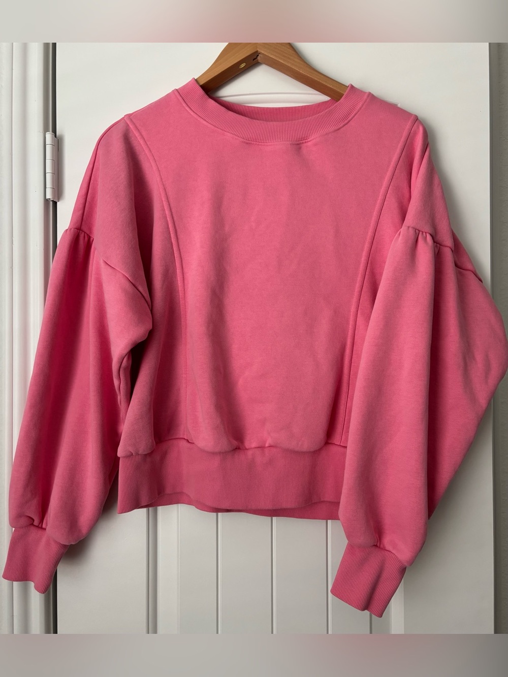 LOFT Women’s‎ Pink Pullover Sweater Crew Neck Puff Sleeve M